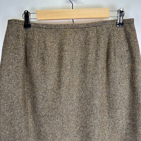 Talbots Wool Blend Brown Herringbone Midi Straight Skirt Womens Size 14 Office - Picture 3 of 13
